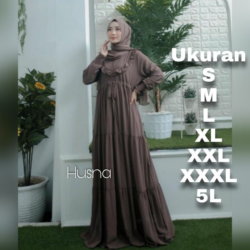 Premium Series HUSNA Dress Ceruty Babydoll Polos  Big Size Ukuran Size S M L XL 2XL 3XL 4XL XXL XXXL  XXXXL 2L 3L 4L 5L  Dress Wanita Jumbo Gamis Big Size Baju Korea Over Size