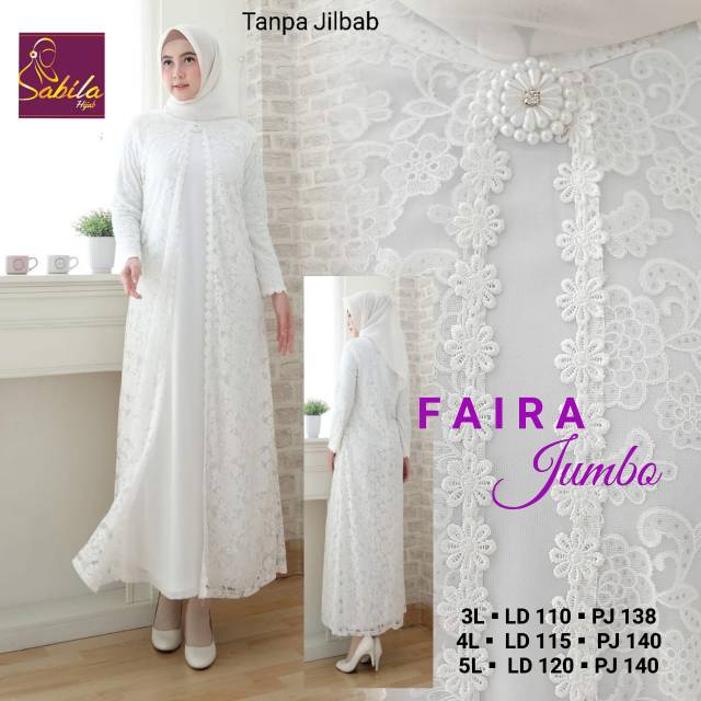 Faira Jumbo/Gamis Putih Jumbo/ Gamis Putih Bigsize