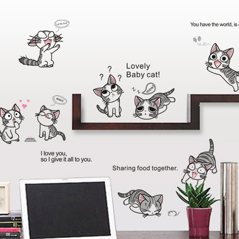 RELIZA WALL STICKER KUCING BABY CAT KITTEN HITAM ANAK AY7054 STIKER DINDING