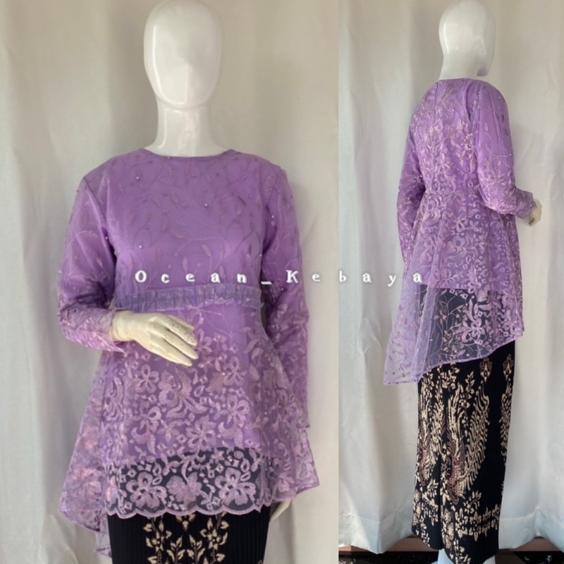 kebaya wisuda/ stelan / kebaya modern/ ocean kebaya/ kebaya brokat tulle gotik rempel