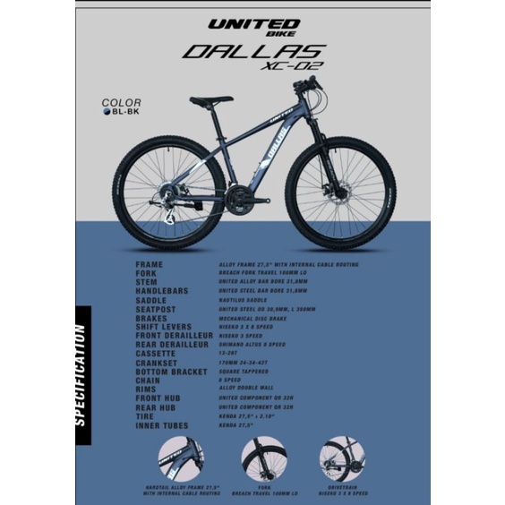 SEPEDA GUNUNG MTB UNITED 27.5 DALLAS XC02