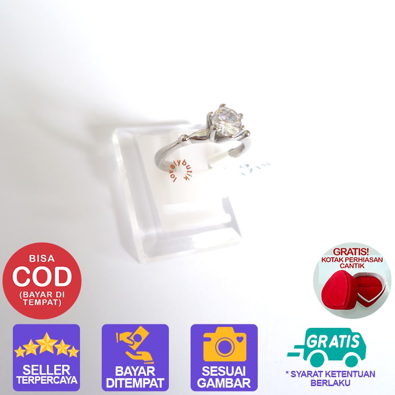 Lovelybutik Cincin Titanium Anti Karat Lyn Cincin Wanita Titanium Model Permata Cubic Zirconia