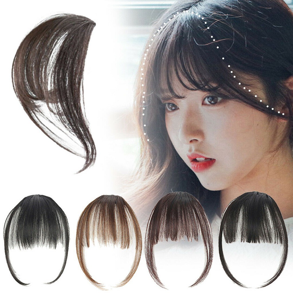 [Bayar di Tempat]Clip on Front Hair Extensions Neat Bang Fringe Clip In wig rambut