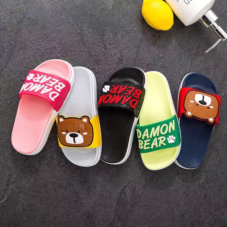 SANDAL DAMON BEAR Sandal selop karet lucu anak Laki Laki Cowok Import Kualitas Bagus