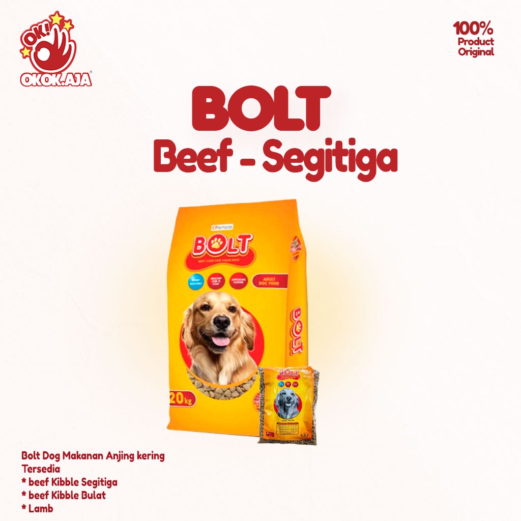 Makanan anjing kering premium murah BOLT DOG kemasan 1kg nett