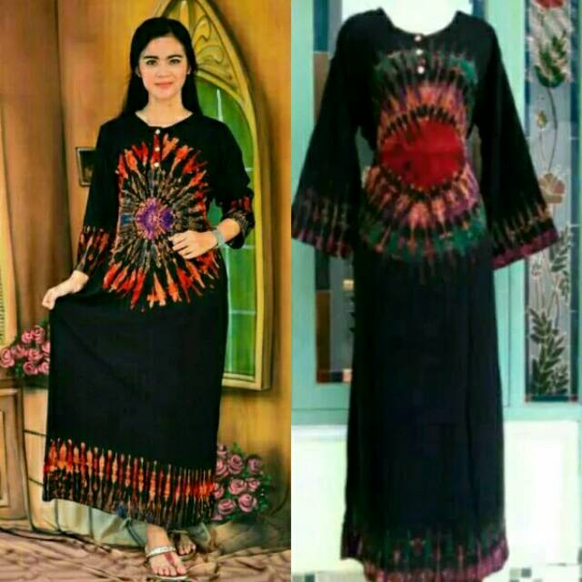 Daster panjang rayon/ Longdress jumputan (tie dye)