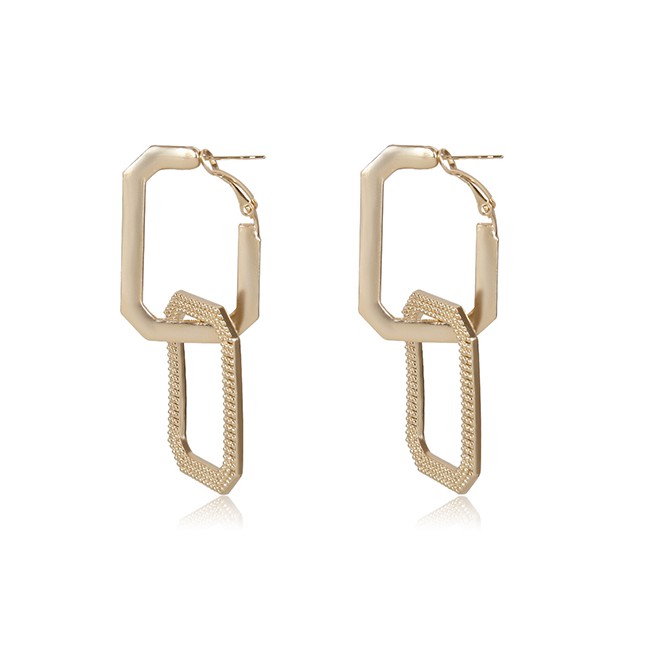 LRC Anting tusuk Fashion Geometric Cutout Earrings With Rhinestones