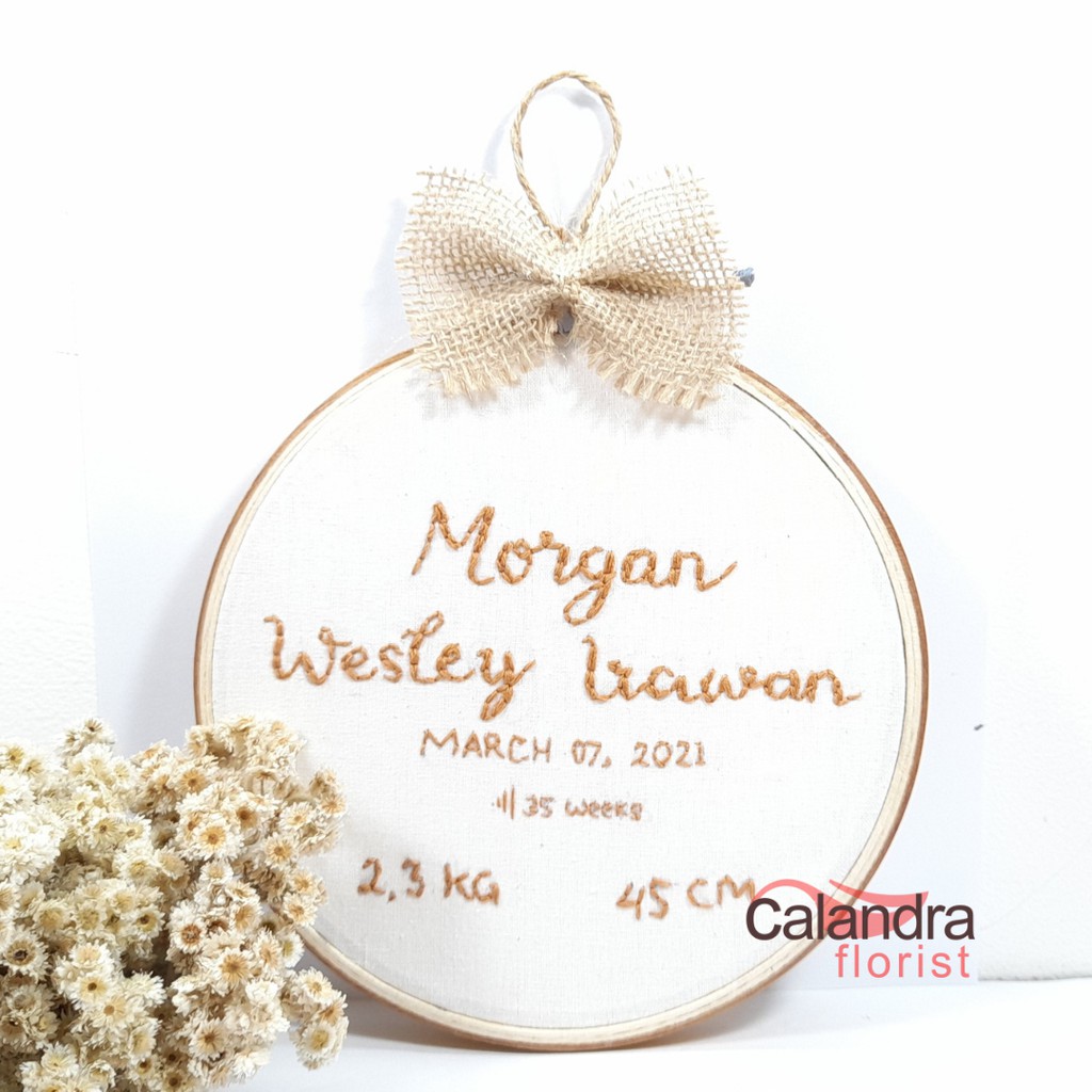 Hand made embroidery custom | lettering name embroidery | sulaman new born | papan nama bayi