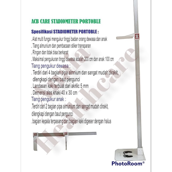 STADIOMETER ALAT PENGUKUR TINGGI BADAN DEWASA DAN ANAK ALAT UKUR 2IN1 STADIOMETER PORTABLE