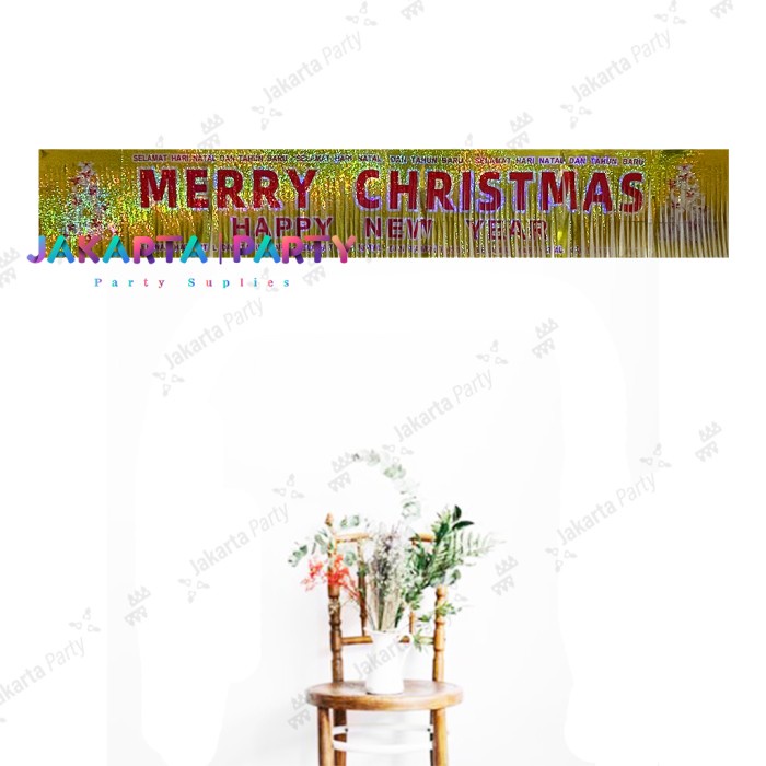 Garland Merry Christmas Glitter / Hiasan Pintu Natal / Banner Xmas