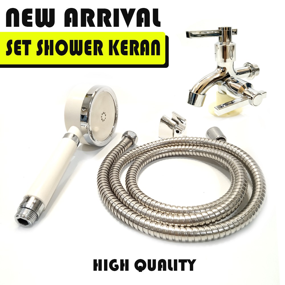 Shower kamar mandi 1 set kran cabang stainless 1/2 inch / Shower Bulat Lubang 300 Terbaru Murah High Quality