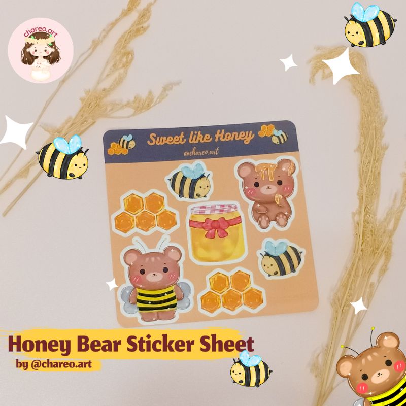 

Sweet Like Honey" Sticker Sheet by @chareo.art (sticker beruang lucu)