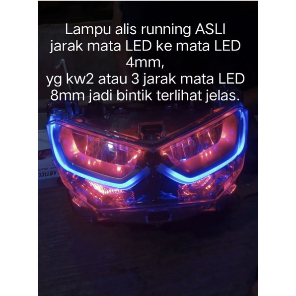 lampu alis running motor pcx dan mobil panjang 60 cm 2 mode wajib arus DC/aki waterproff