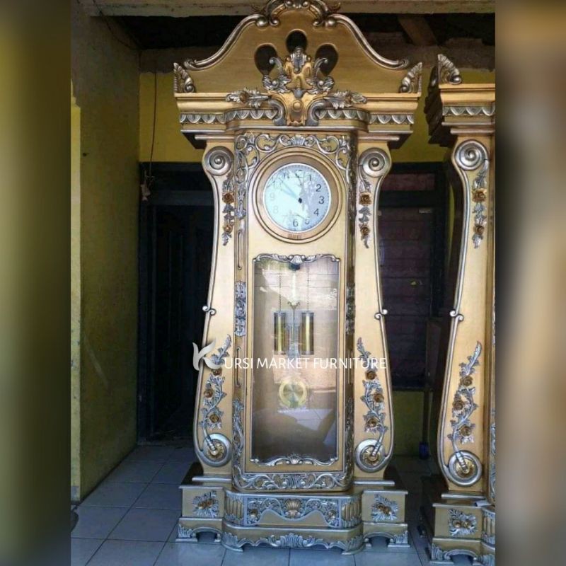 Jam hias model lemari mewah lemari jam hias pajangan kayu jati FURNITURE ASLI JEPARA