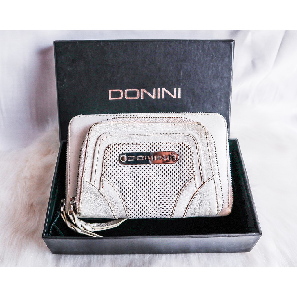 Donini white clutch wallet dompet wanita kulit putih leather