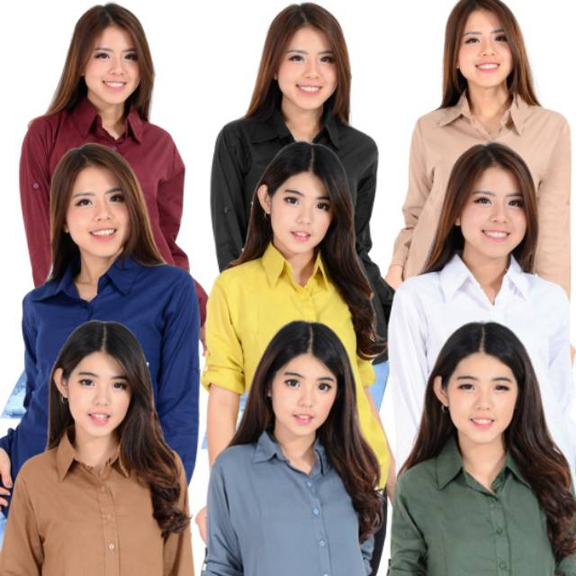 KEMEJA BAJU KATUN POLOS WARNA WARNI PUTIH HITAM UNTUK IBU HAMIL MENYUSUI BUSUI UNTUK KERJA JALAN