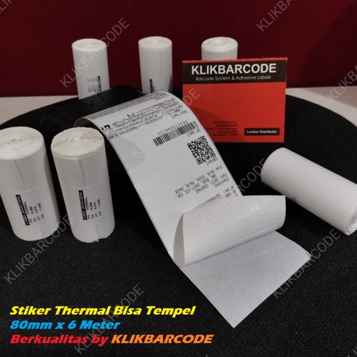 

PROMO KERTAS LABEL STICKER THERMAL Continuous 80mm x 37mm Core 10mm- 6 Meter (76 x 6M)
