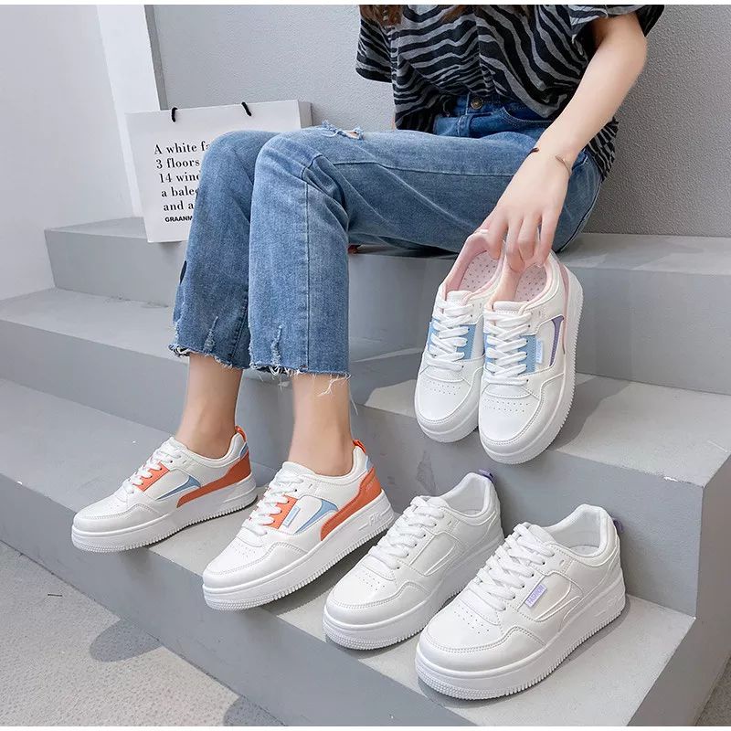 DS Sepatu Sneakers Wanita Korea Sepatu Putih SH01