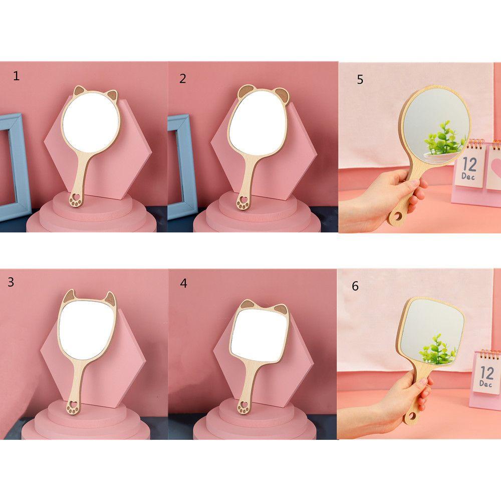 R-flower Makeup mirror Lucu Baru Dengan Pegangan High-definition Handheld Vintage Dressing mirror