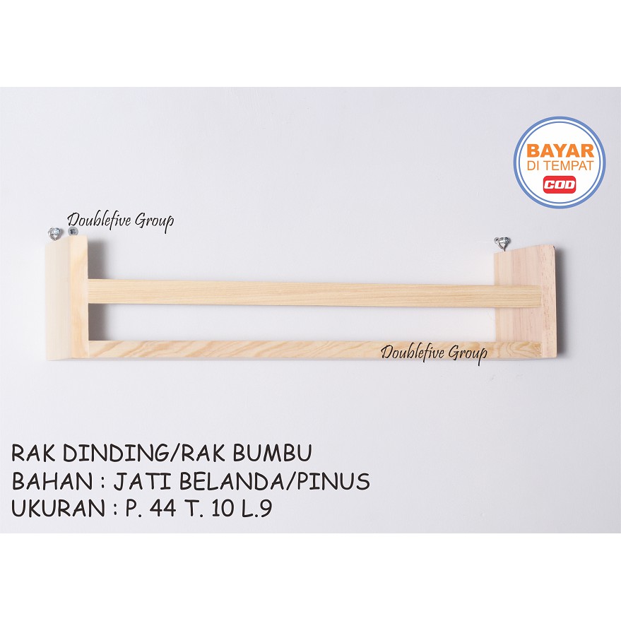 RAK DINDING KAYU BUMBU BEKVAM RAK BUMBU SERBA GUNA RAK DINDING KAYU BIRCH SOLID UK. 44 X 10 X 9