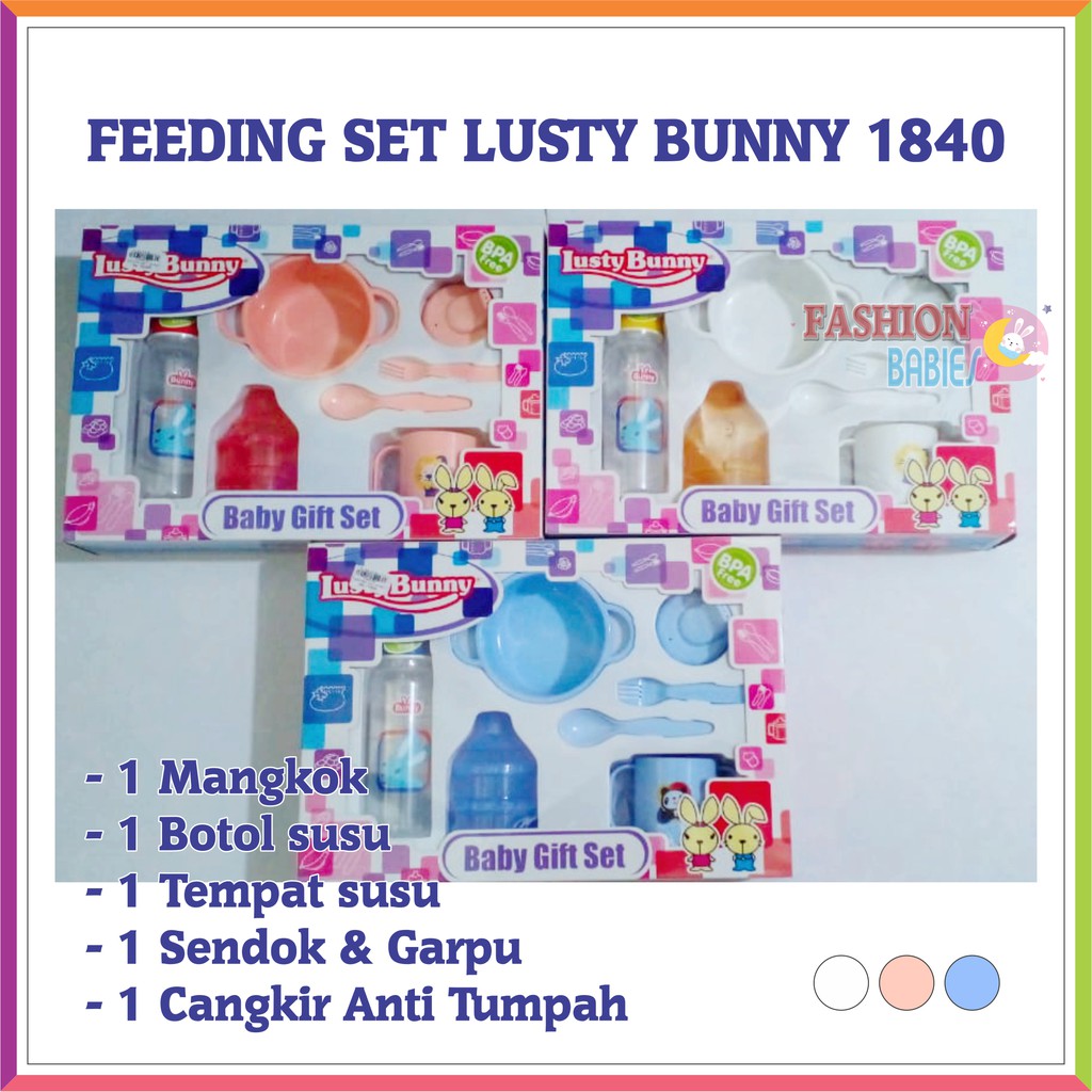 LUSTY BUNNY SET 7IN1 LARGE / FEEDING SET LB 1840 / TEMPAT MAKAN SET BAYI / KADO