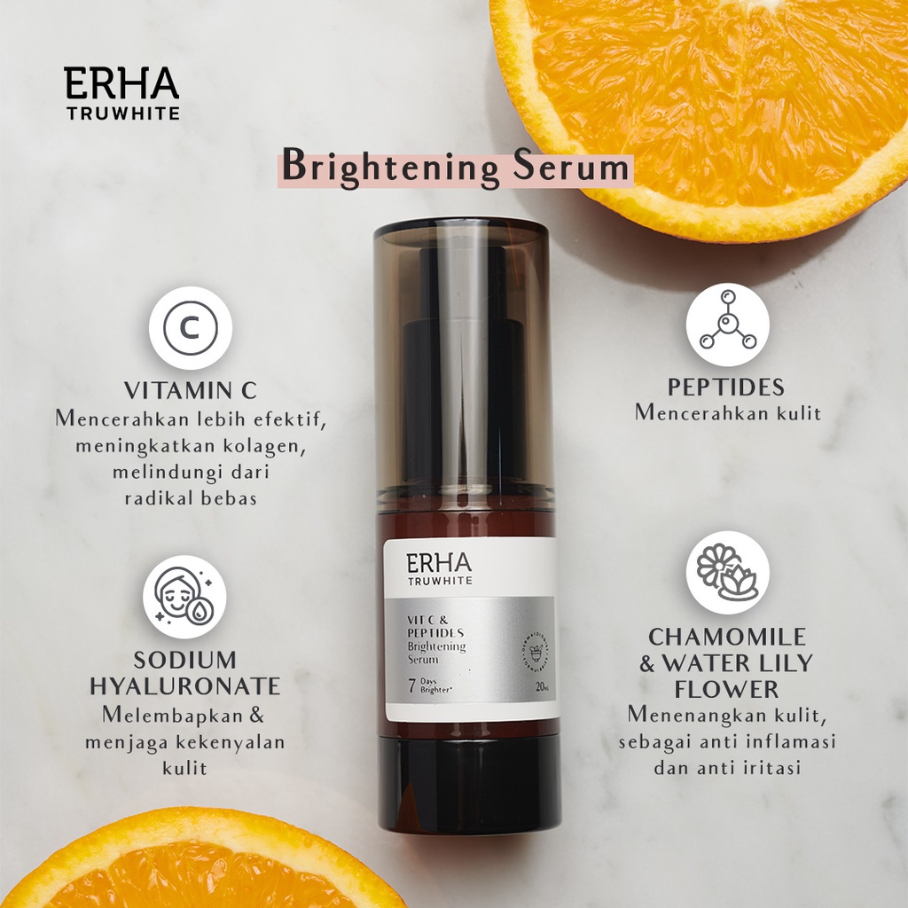 ERHA Serum Wajah 2 Pcs - Truwhite Vit C Brightening + Booster Active Glow Glam Skin