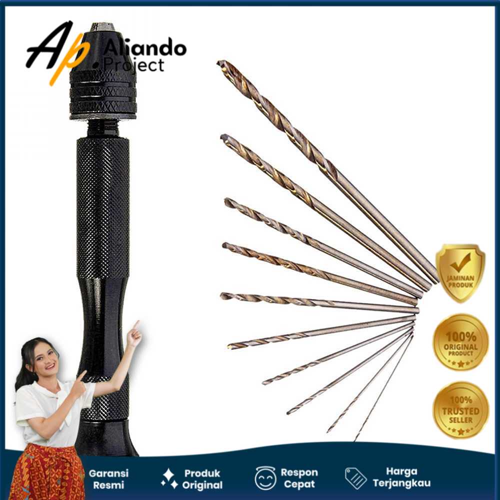 Bor Tangan Manual HSS Twist Drills dengan 10 Mata Bor Modern Original Unik Murah Terjangkau Garansi