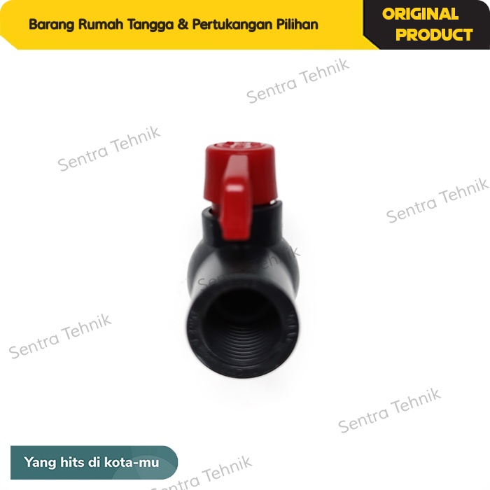 Ball Valve PVC Abu 1/2&quot; Drat Dalam Stop Kran Plastik Ballvalve Paralon Drat