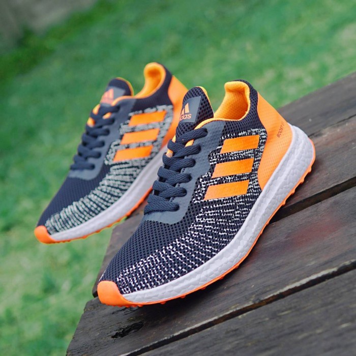 Sepatu running pria snekaers olahraga adidas neo zoom navy orens