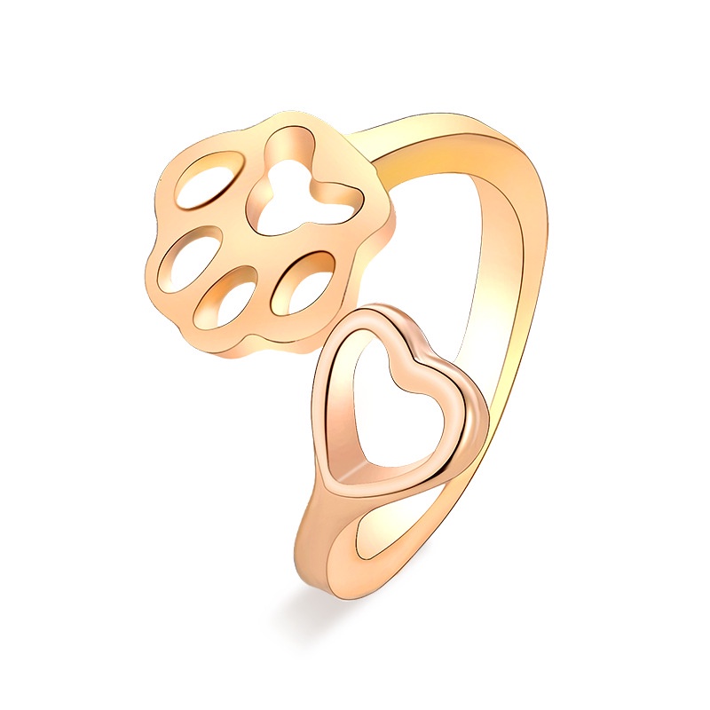 Cincin Model Terbuka Desain Cakar Anjing Hati hollow Untuk Wanita