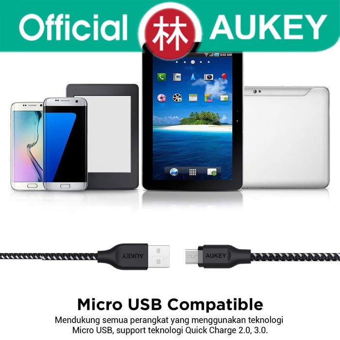 Aukey CB-BAM1 Data Cable Micro USB Braided Nylon USB 2.0