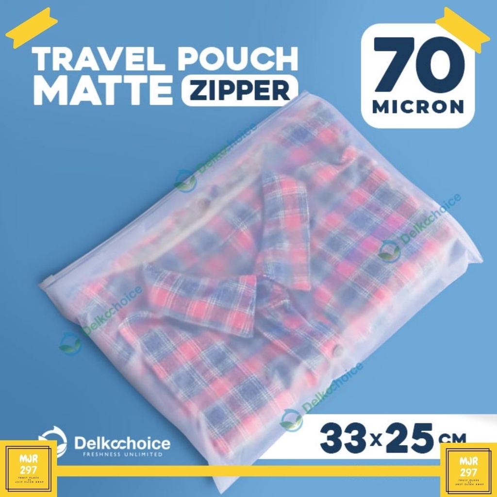 KANTONG PLASTIK PACKING AKSESORIS TRAVEL POUCH ORGANIZER POUCH ZIPPER 25CM x 33CM