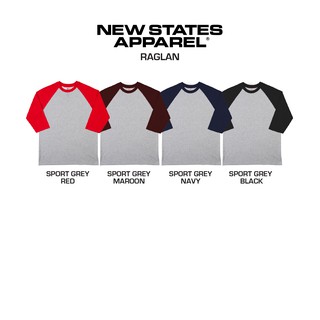  Kaos  Polos Raglan 3 4 New States Apparel Premium Cotton 