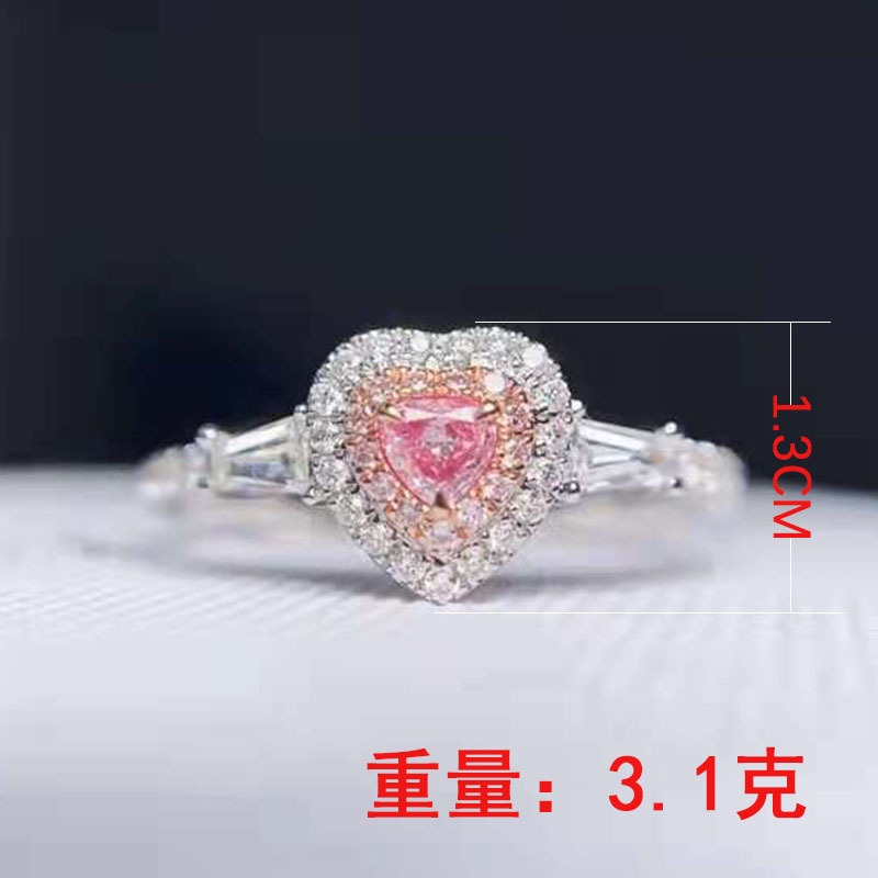 Cincin Adjustable Desain Hati Bahan Stainless Steel 925 Hias Zircon Warna Pink Untuk Wanita