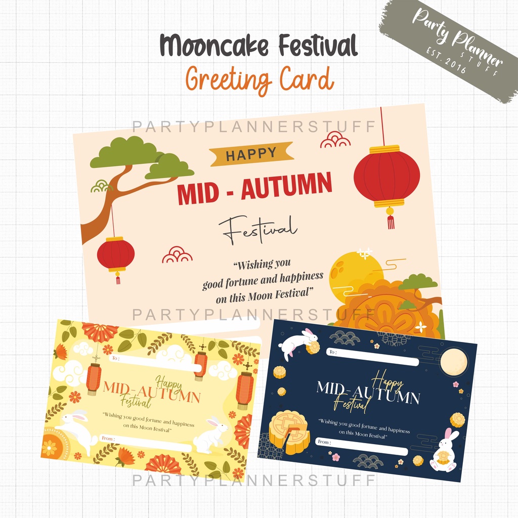 Kartu ucapan mid autumn festival / mooncake festival greeting card / moon cake festival / mid-autumn
