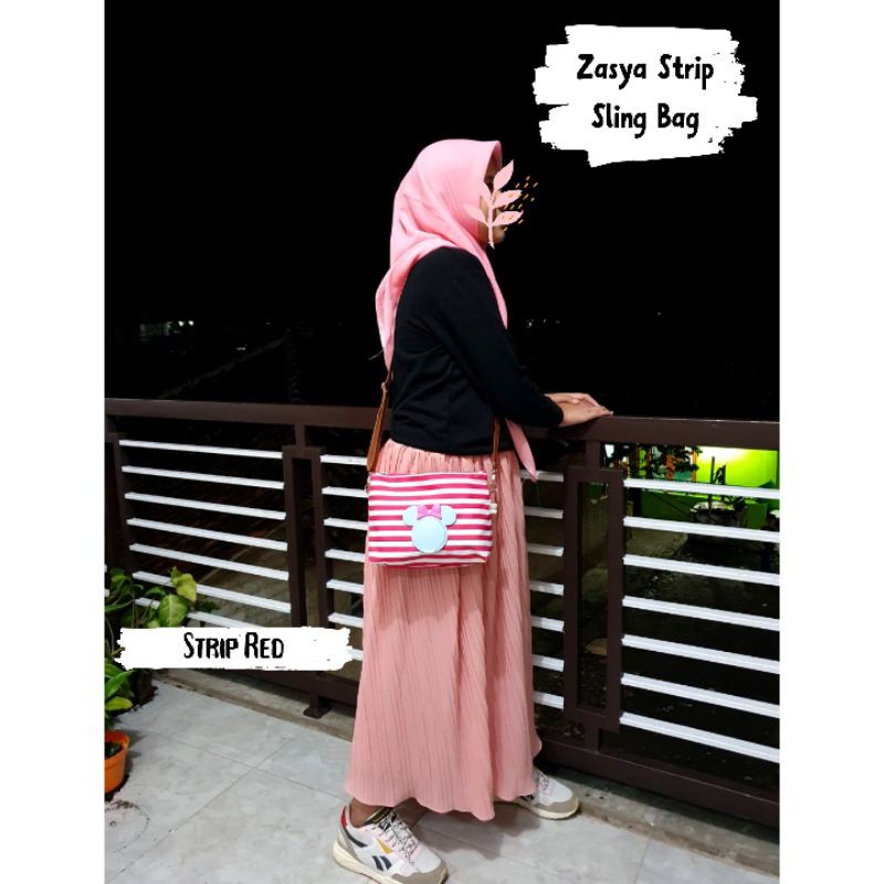 zasya stripe Sling bag/Tas wanita/Tas Handphone