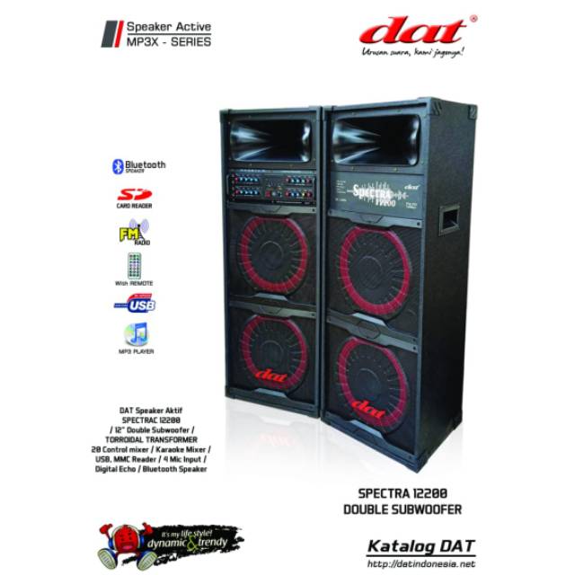 Speaker Active Dat 12 Double Woofer Da12200 Spectra Shopee Indonesia