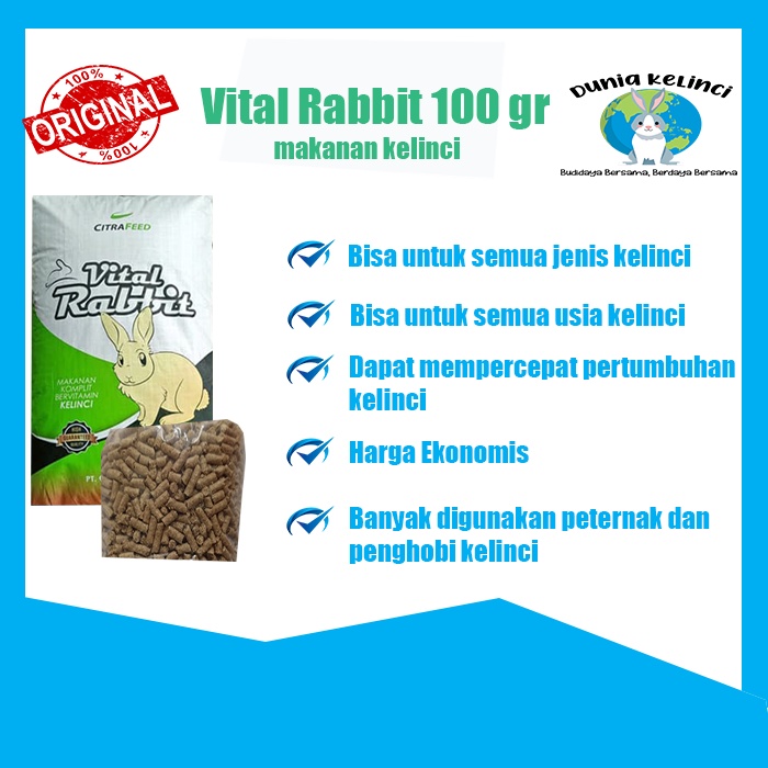 VITAL RABBIT 100 GR MAKANAN KELINCI PAKAN PELET RABBIT FOOD