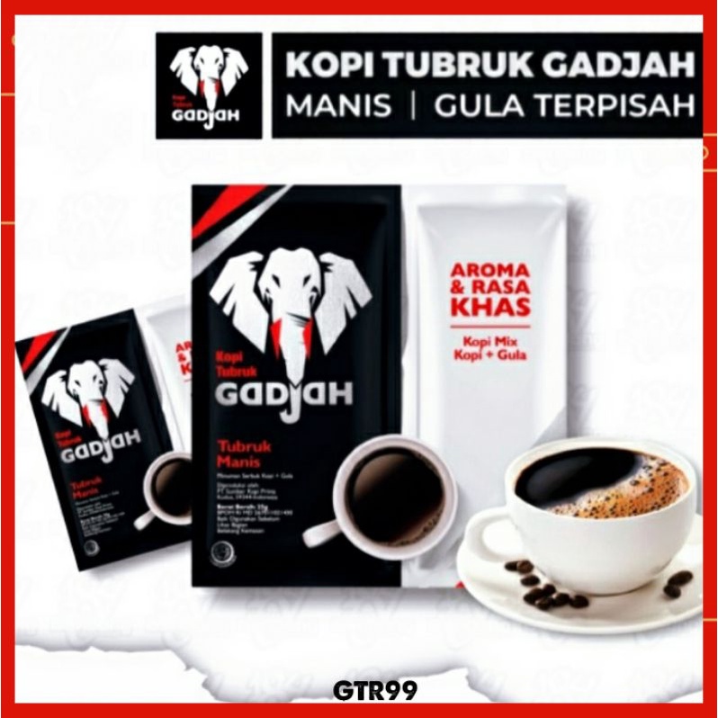 

Kopi Tubruk Gadjah Kopi Mix Kopi+Gula Kemasan Sachet 25 gr