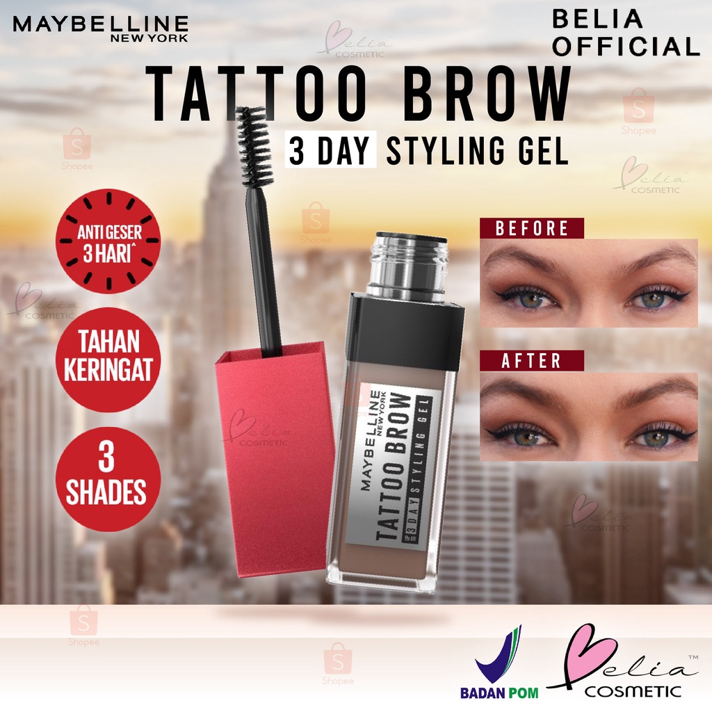 ❤ BELIA ❤ Maybelline Tattoo Brow 3 Day Styling Gel - Makeup Eye | Brow Gel | BPOM