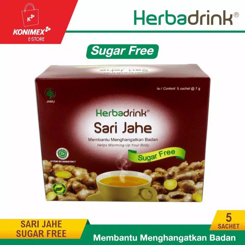 

herbadrink sari jahe sugar free isi 5 saset minuman wedang jahe tanpa gula