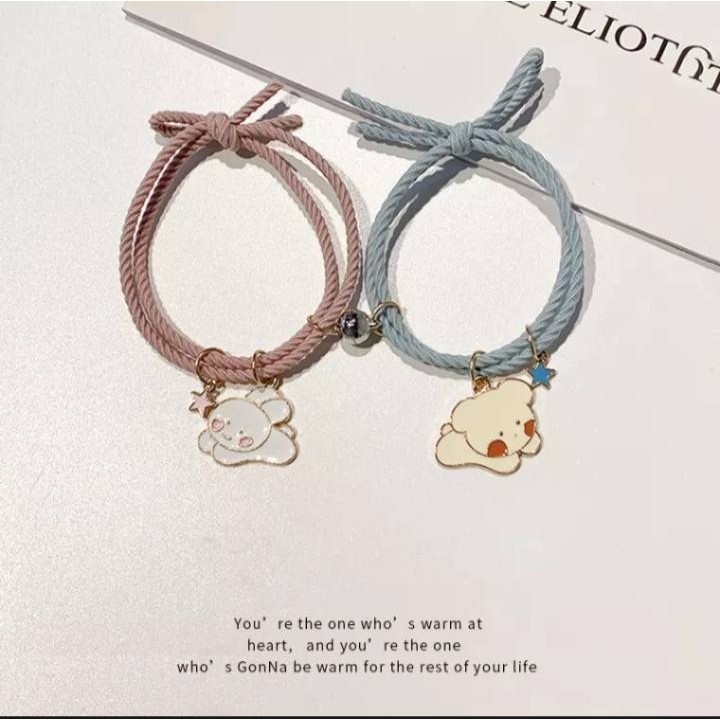 2 Pcs Sepasang Gelang Tali Karet Magnet Desain Astronot Kuromi Cinnamoroll Untuk Pria Dan Wanita Gelang Magnet/1 Pasang Gelang