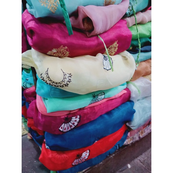 KAIN METERAN ORGANZA BORDIR MOTIF KHAS BUGIS / 50cm