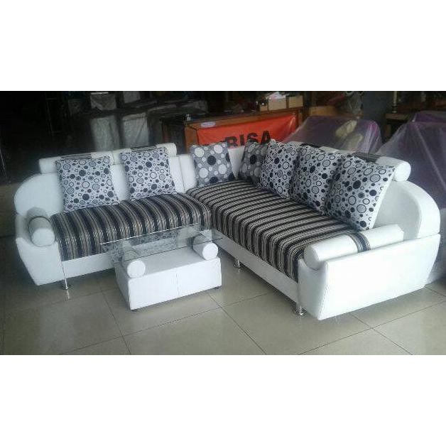 Sofa Minimalis L Hitam Putih Sofa Ruang Tamu Murah Limited Shopee Indonesia