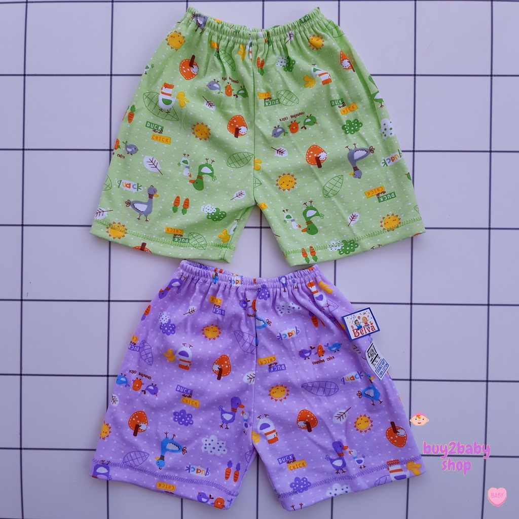 Celana pendek bayi Belva warna motif isi 4 PCS