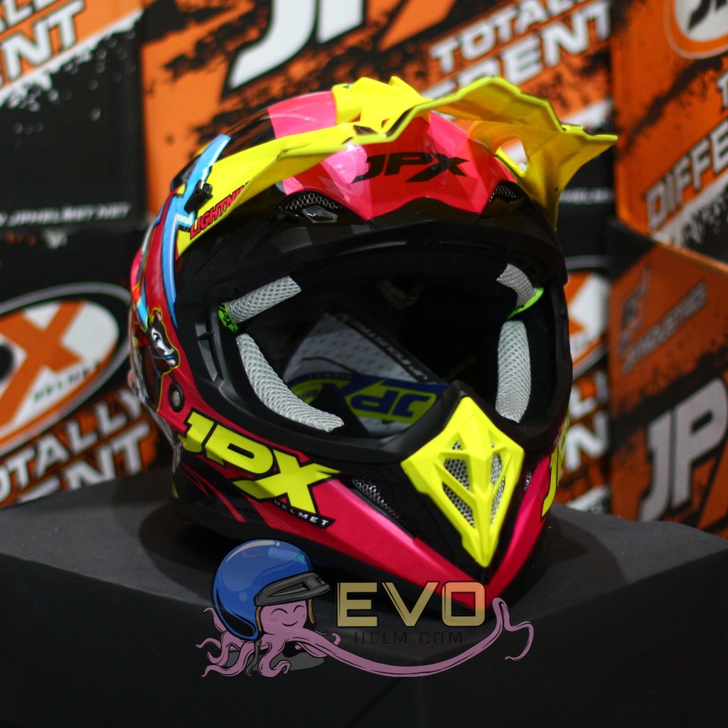 HELM JPX CROSS_FOX1 SERI X27 - SUPER BLACK + GOOGLE SNAIL (ONGKIR 2 KG) HELM JPX TERBARU