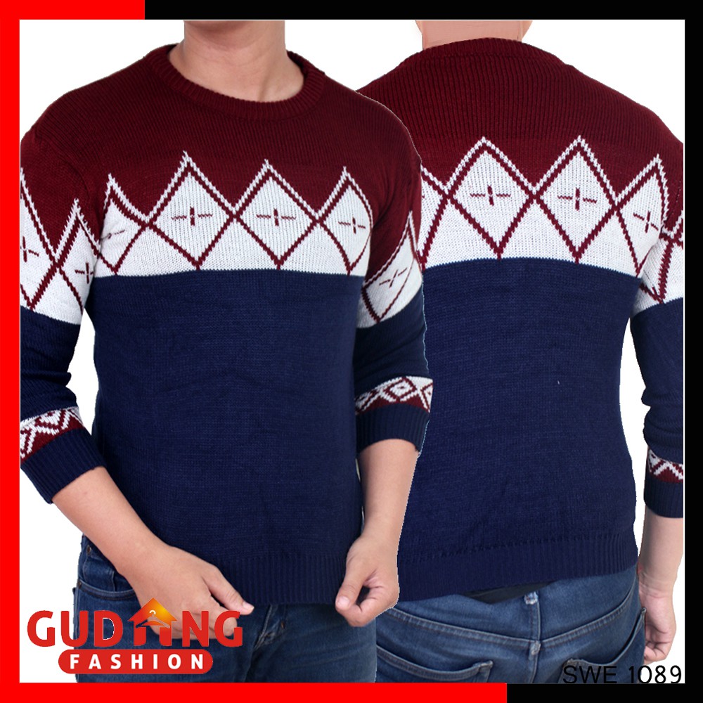 Sweater Pria Rajut Navy Model Terbaru - SWE 1089