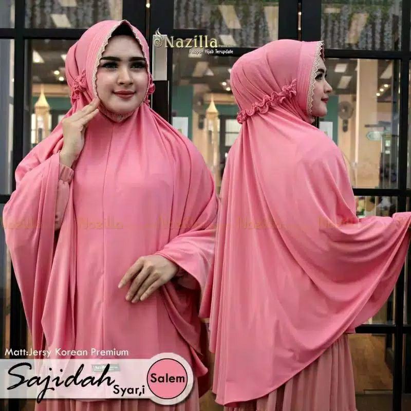 Jilbab instan syar'i sajidah jumbo jersey renda-2
