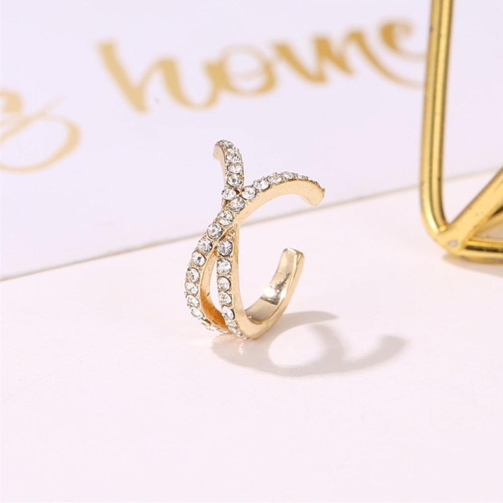1pc Anting Klip Bentuk U Hias Berlian Imitasi Gaya Retro Untuk Wanita A2K6