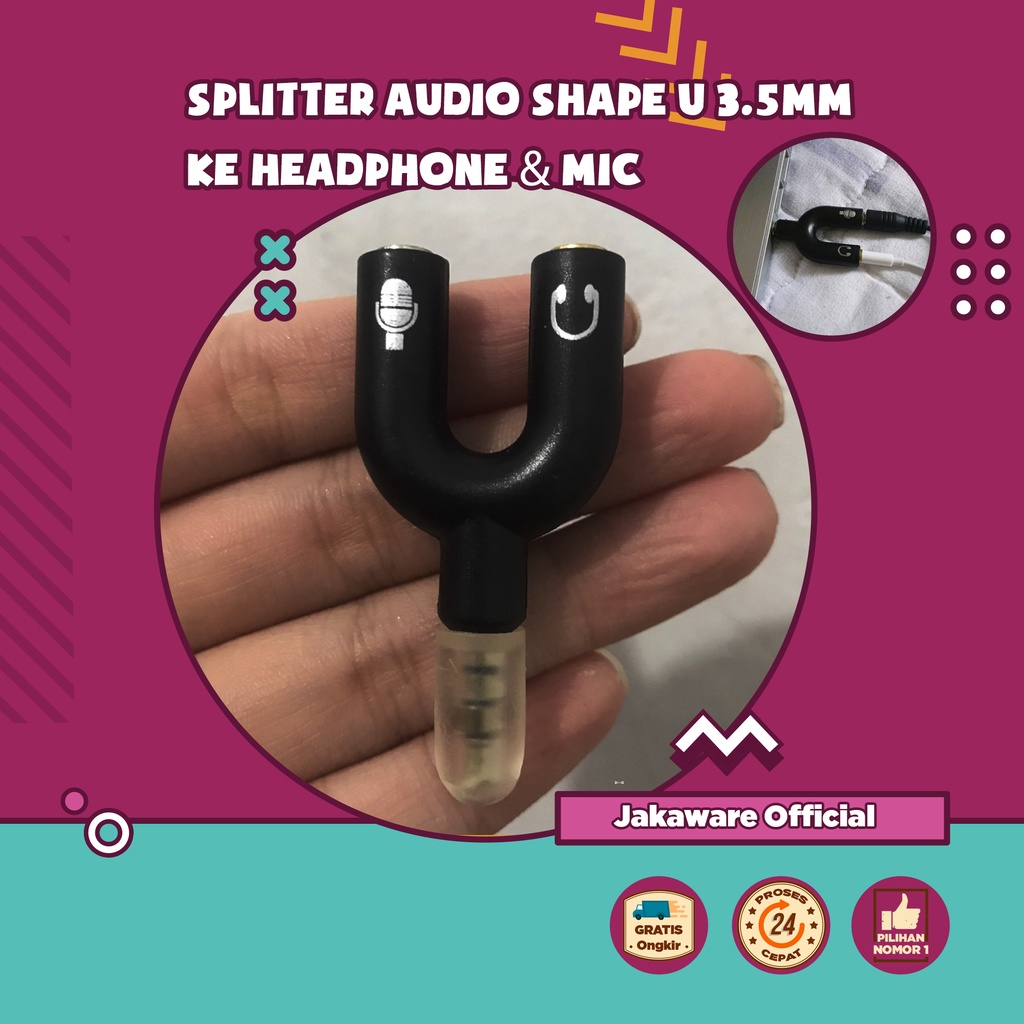 SPLITTER AUDIO SHAPE U 3.5MM KE HANDPHONE MIC NDROID SMARTPHONE MICROPHONE MCROPONE MIKROFON MIKROPO